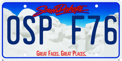 SD license plate 0SPF76