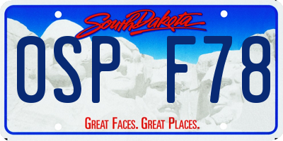 SD license plate 0SPF78