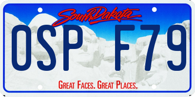 SD license plate 0SPF79