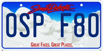 SD license plate 0SPF80