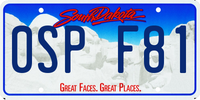 SD license plate 0SPF81