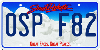 SD license plate 0SPF82