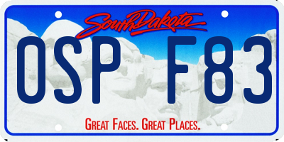 SD license plate 0SPF83