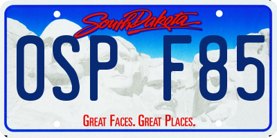 SD license plate 0SPF85