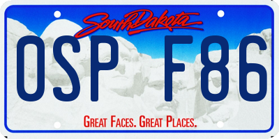 SD license plate 0SPF86