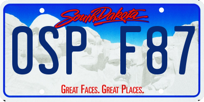 SD license plate 0SPF87