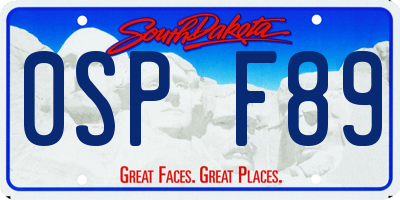 SD license plate 0SPF89