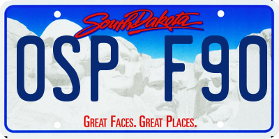 SD license plate 0SPF90