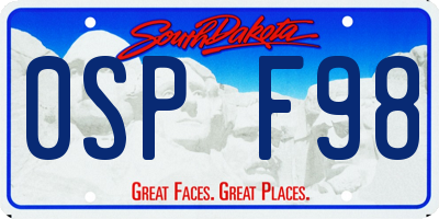 SD license plate 0SPF98