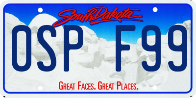 SD license plate 0SPF99
