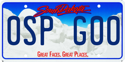 SD license plate 0SPG00