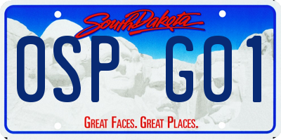 SD license plate 0SPG01