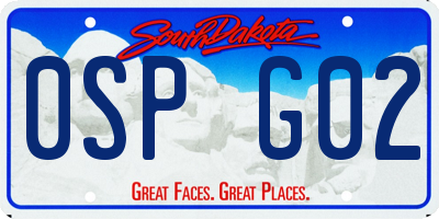 SD license plate 0SPG02