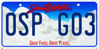 SD license plate 0SPG03