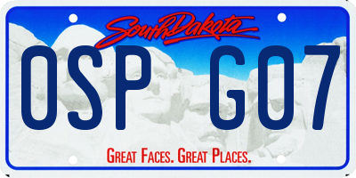 SD license plate 0SPG07