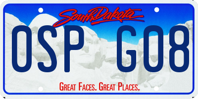 SD license plate 0SPG08
