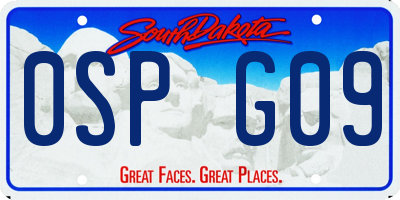 SD license plate 0SPG09