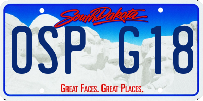 SD license plate 0SPG18
