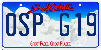 SD license plate 0SPG19