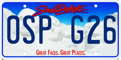 SD license plate 0SPG26