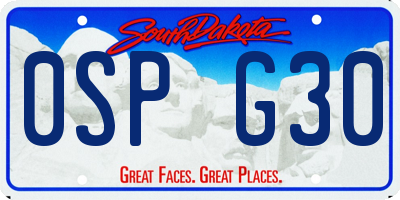 SD license plate 0SPG30