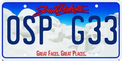 SD license plate 0SPG33