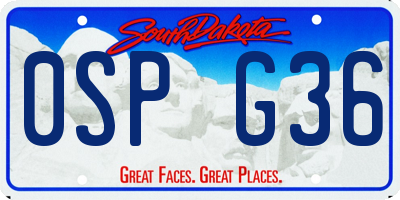 SD license plate 0SPG36