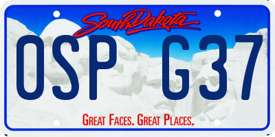 SD license plate 0SPG37