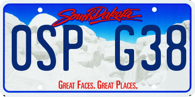 SD license plate 0SPG38