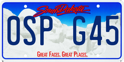 SD license plate 0SPG45