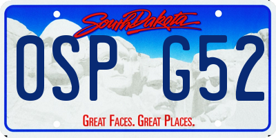 SD license plate 0SPG52