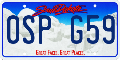SD license plate 0SPG59