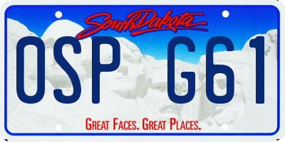 SD license plate 0SPG61
