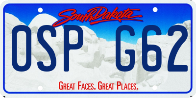 SD license plate 0SPG62