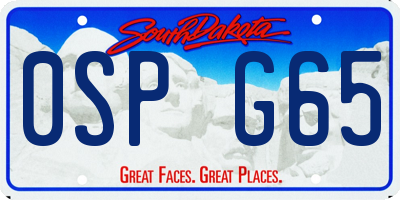 SD license plate 0SPG65