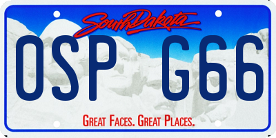 SD license plate 0SPG66