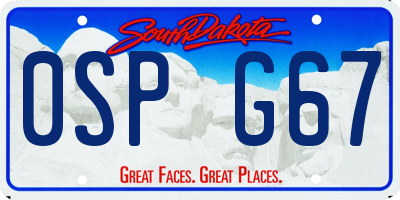 SD license plate 0SPG67