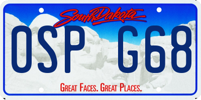 SD license plate 0SPG68