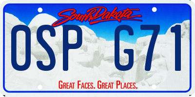 SD license plate 0SPG71