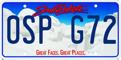 SD license plate 0SPG72