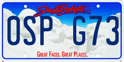 SD license plate 0SPG73