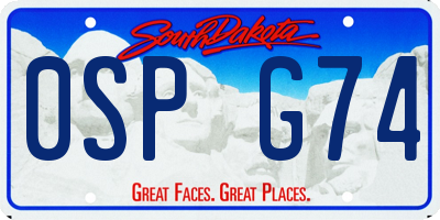 SD license plate 0SPG74