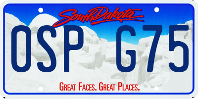 SD license plate 0SPG75