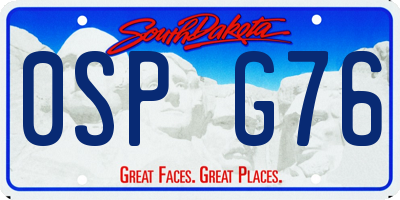 SD license plate 0SPG76