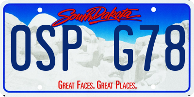 SD license plate 0SPG78