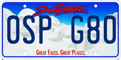 SD license plate 0SPG80