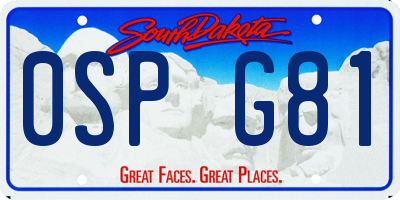 SD license plate 0SPG81