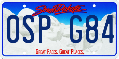 SD license plate 0SPG84