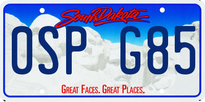 SD license plate 0SPG85
