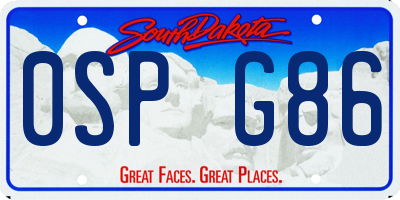 SD license plate 0SPG86